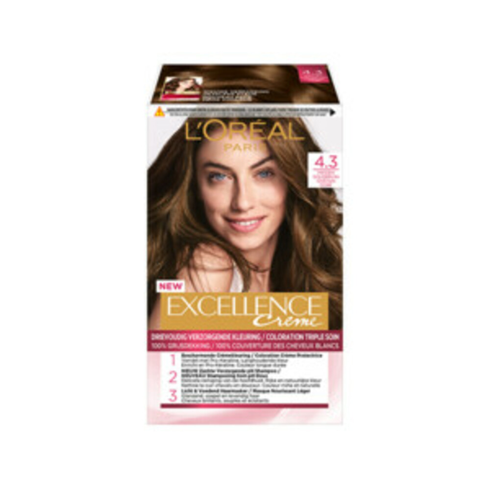 L'Oréal Excellence Creme Midden Goudbruin + Uitgroeispray Pakket