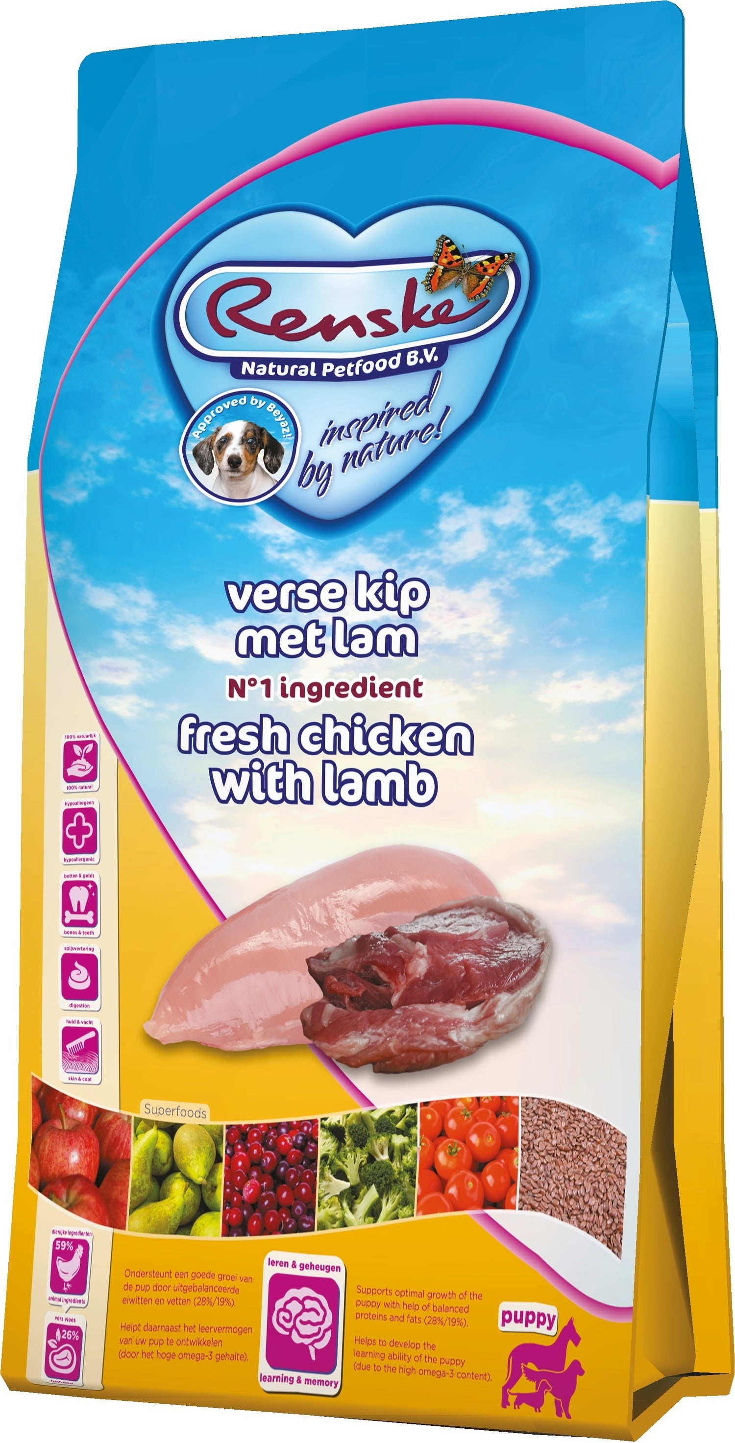 Renske Super Premium droogvoeding puppy verse kip met lam 2 kg