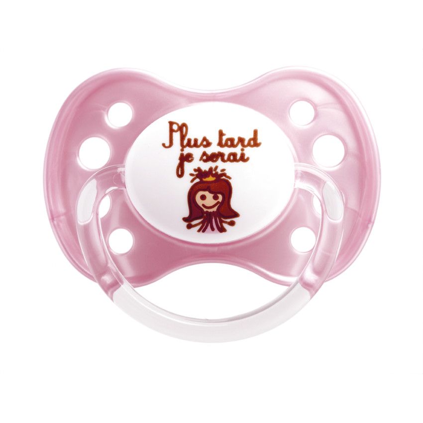Sucette silicone 0-6 mois avec anneau - Marron