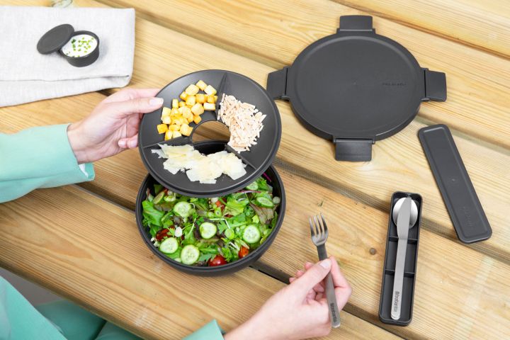 Make & Take Salade Lunchbox, 1,3 liter, kunststof - Dark Grey