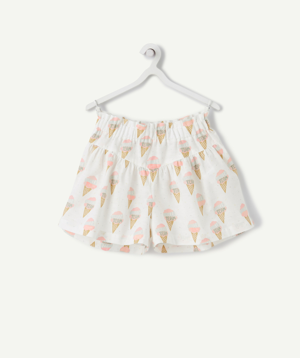 SHORT FILLE BLANC IMPRIMÉ GLACES