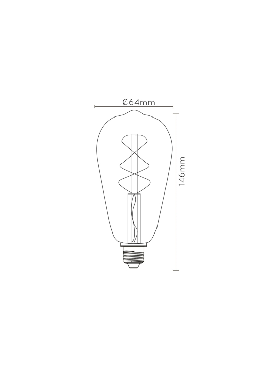 Lucide ST64 LED lichtbron E27 4W 2200K amber niet dimbaar