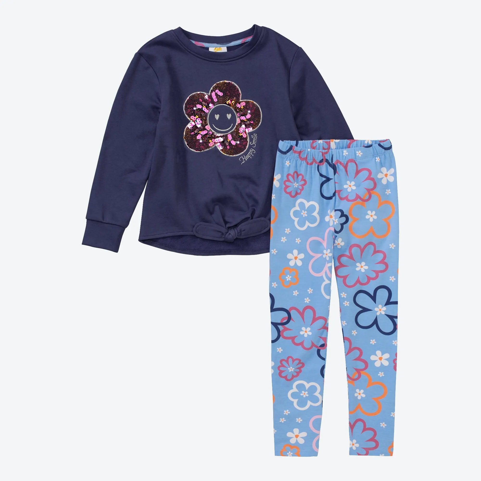 Mädchen-Set mit Pailletten-Blume, 2-teilig