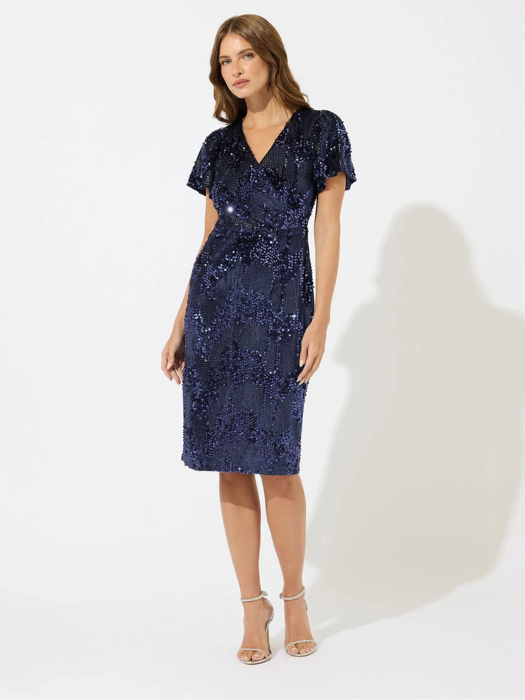 M&Co Mixed Sequin Wrap Shift Dress