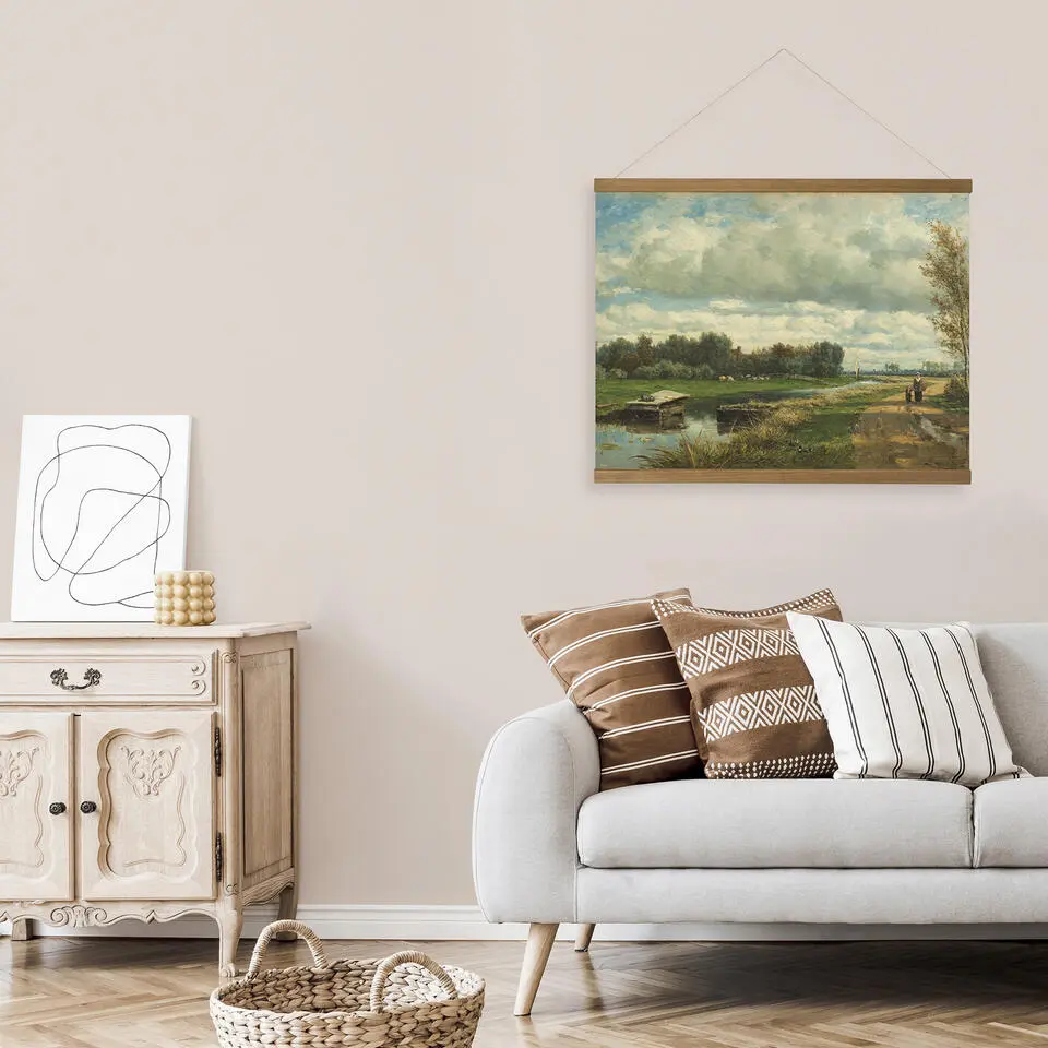 Hangende Poster Linnen Hollands Landschap 60x80cm