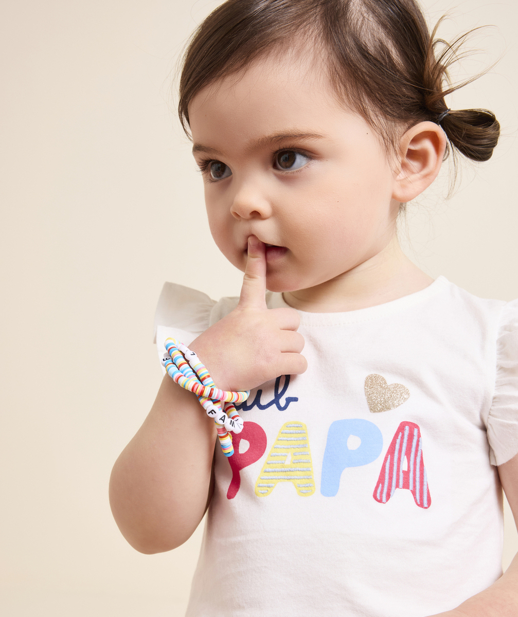 t-shirt bébé fille en coton bio blanc message club papa