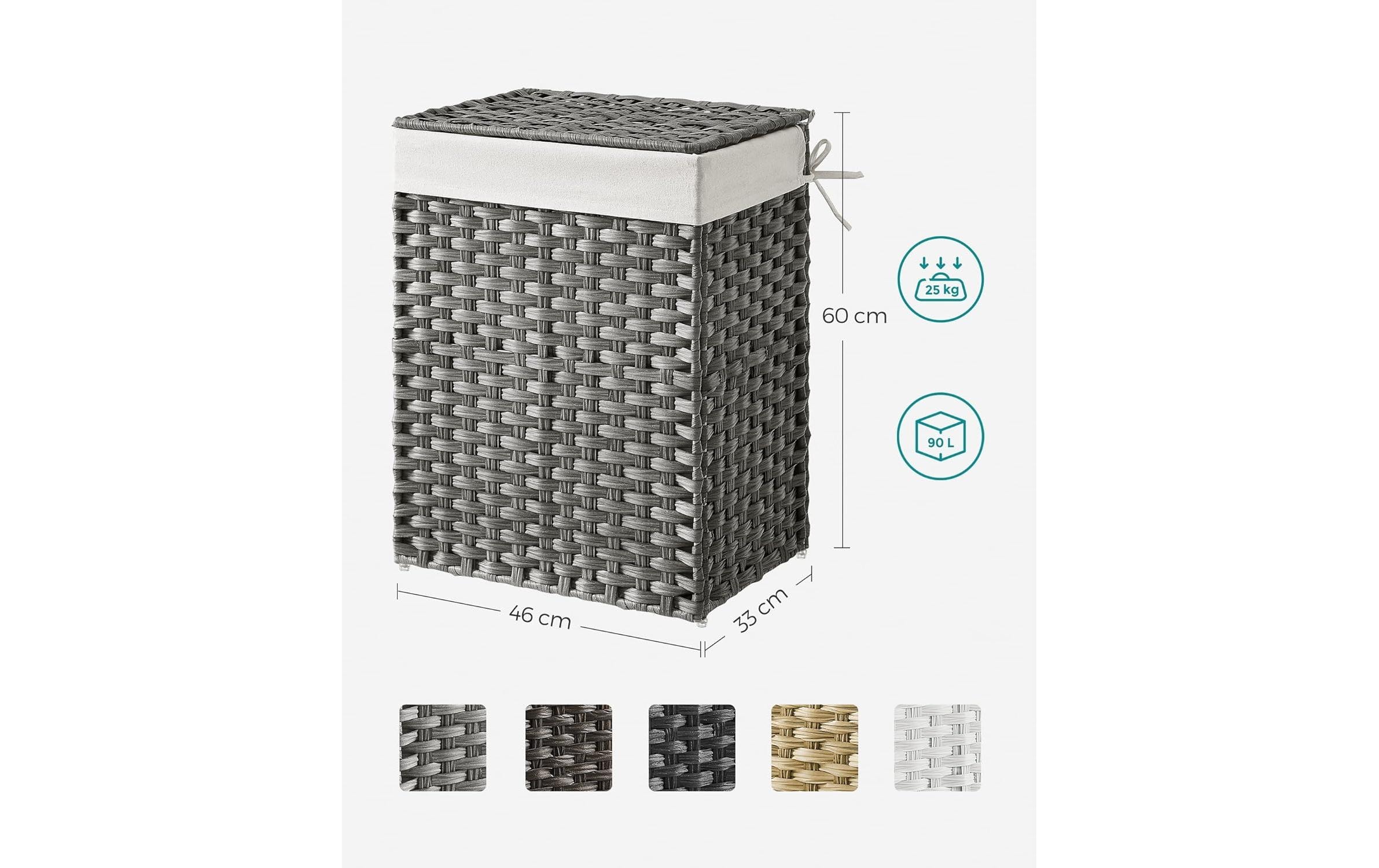 Wäschekorb 90 L, GrauWäschekorb Polyrattan