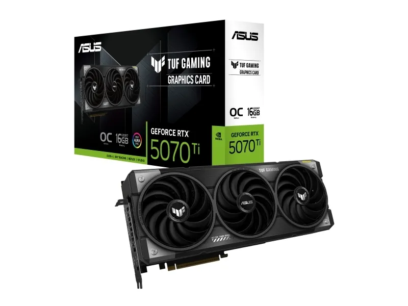 ASUS TUF Gaming GeForce RTX 5070 Ti 16GB - OC Edition - grafikkort - GeForce RTX 5070 Ti - 16 GB GDDR7 - PCI Express 5.0 - 3 x DisplayPort, HDMI - grå