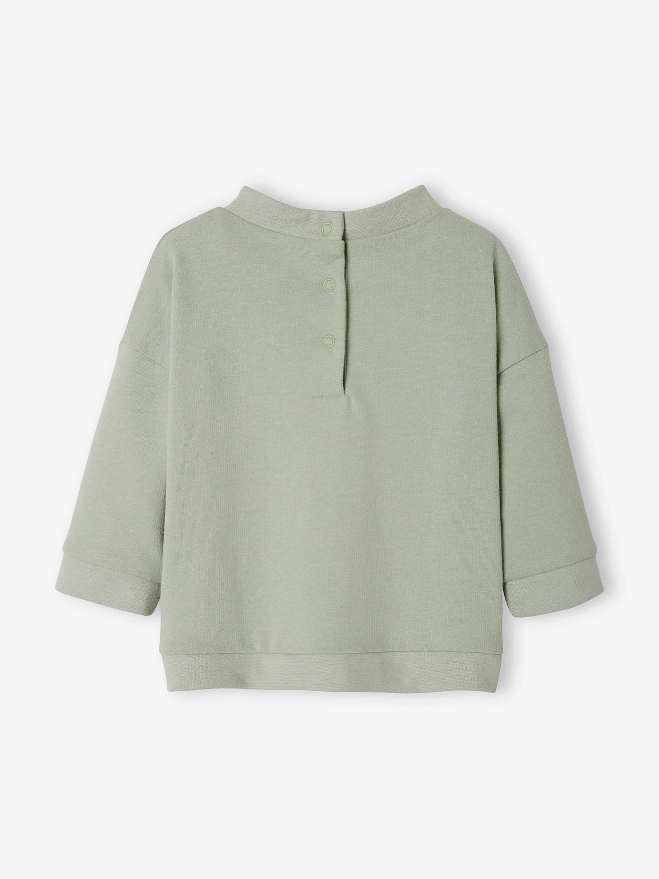 Moletom infantil verde médio liso com estampas e mensagem personalizável.