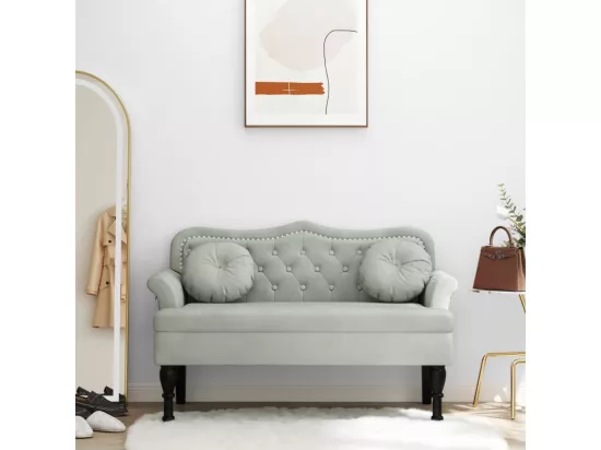 Banc avec coussins gris clair 120,5x65x75 cm velours