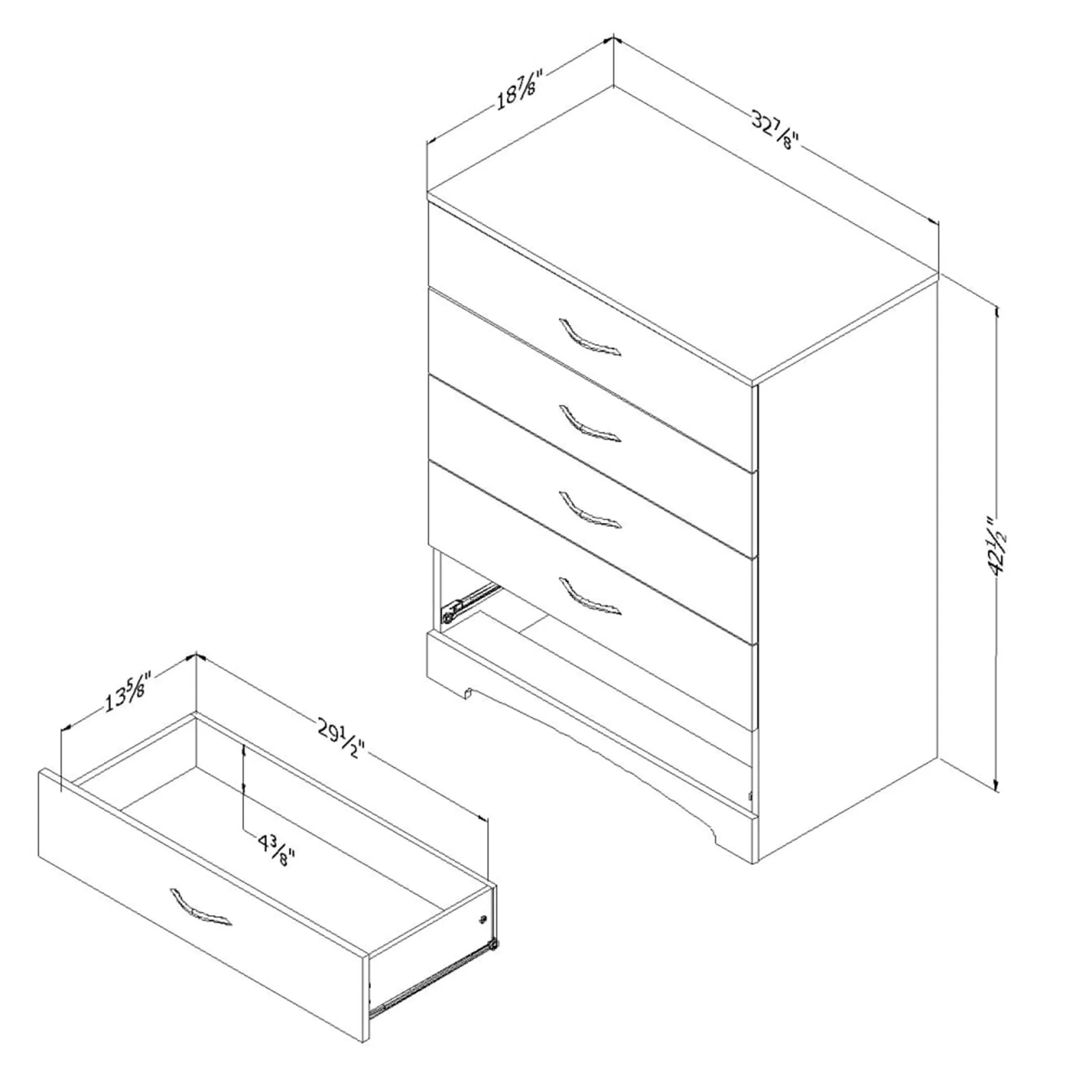 South Shore Commode 5 Tiroirs Step One - Chêne Gris
