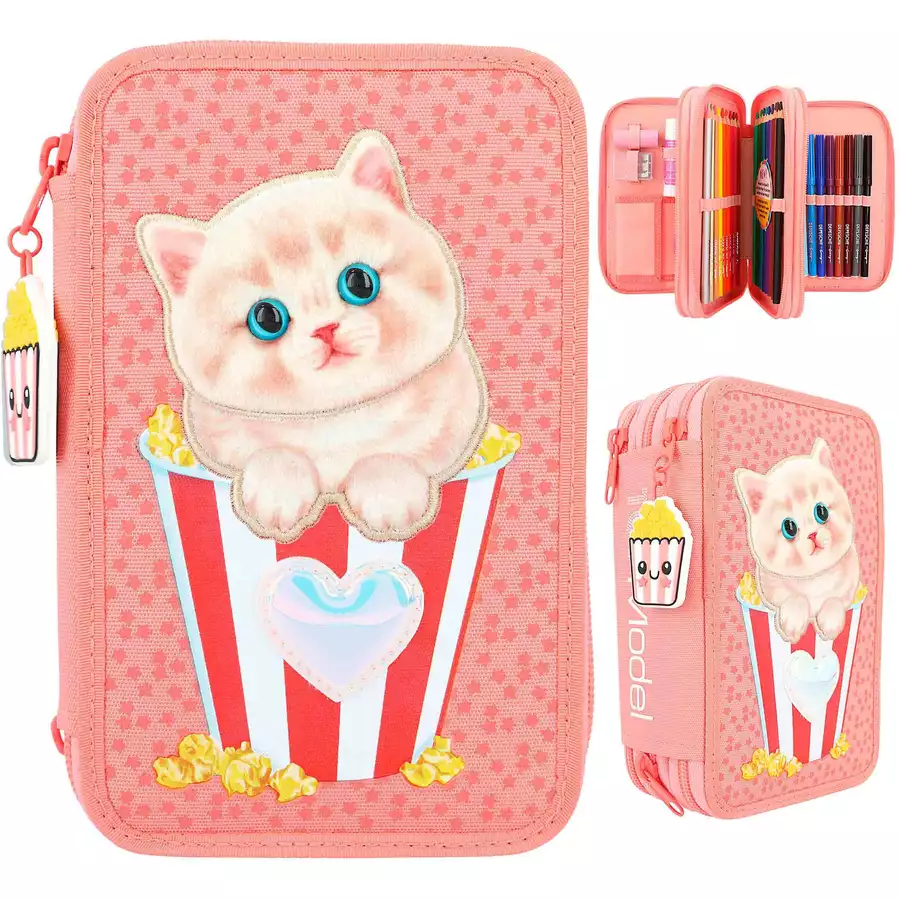 Depesche 3-Fach Federtasche CUTIE STAR inkl. Stifte TOPModel 21 x 9 x 7 cm pink