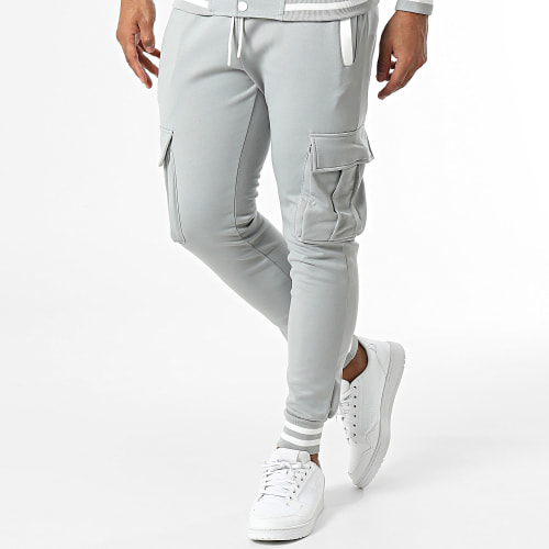 Ensemble Veste Boutonnée Et Pantalon Cargo Gris