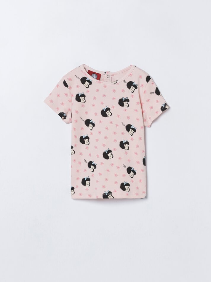 Conjunto com 2 pijamas Mafalda estampados de duas peças - Coral