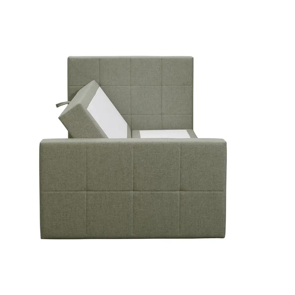 Boxspring met opbergruimte en voetbord Liv geblokt - groen - 120x200cm