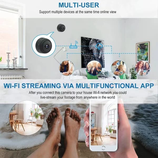 WiFi-kamera 1080P HD magnetisk overvåkingsspion uten nattsyn
