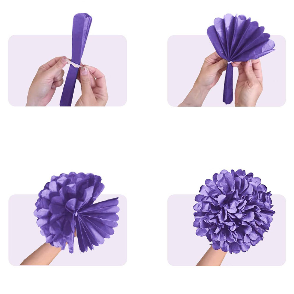 (15-tlg. Set) Papier Pompon's Deko Kreis Girlande Party / Geburtstag / Hochzeit - Roségold / Rosa / Bordeux