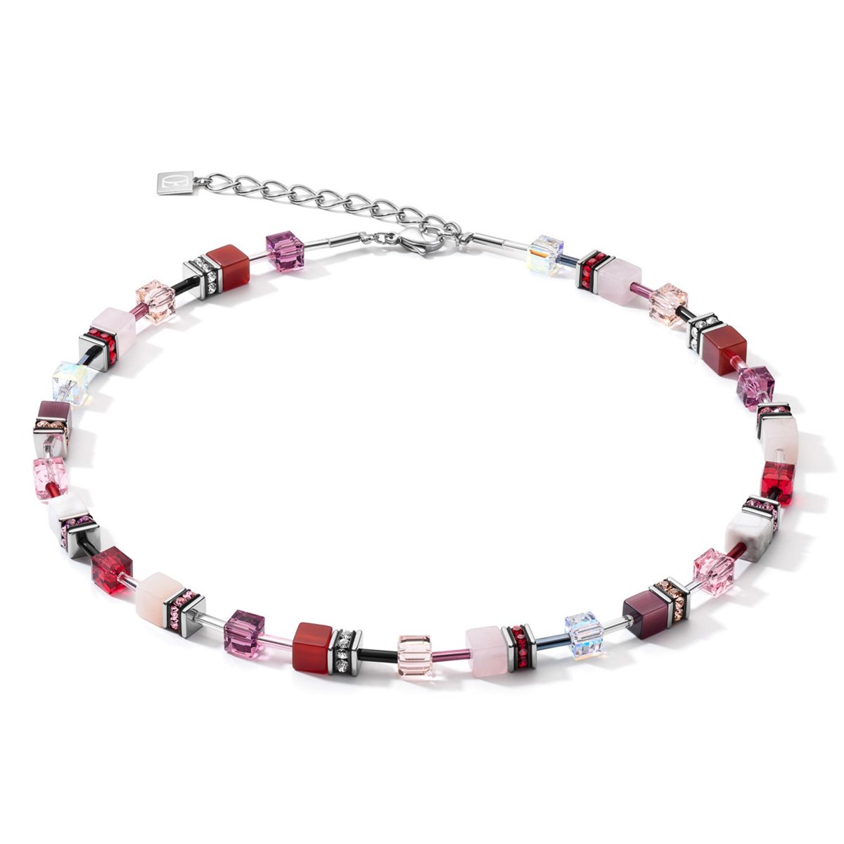 Collier Coeur de Lion GeoCUBE rose blanc rouge
