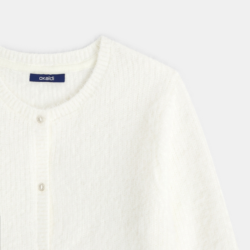 Gilet en tricot fluffy blanc fille