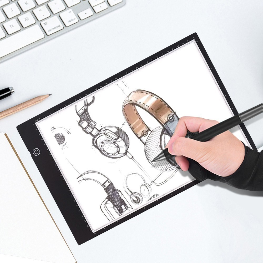 Zweifinger Zeichenhandschuh für Zeichenbrett / Grafiktablet / Lichttisch - Schwarz