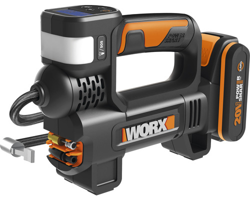 Worx 20V WX092 accucompressor en schijnwerper, inclusief accu en lader