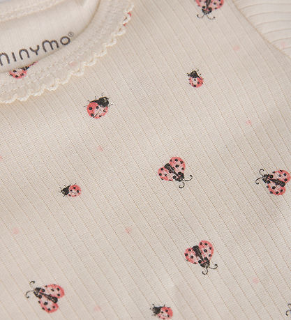 Minymo Body l/ä - Rib - White Swan m. Marienkäfer