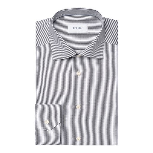 Eton Striped Signature Twill Contemporary Skjorte, Dark Grey, 46