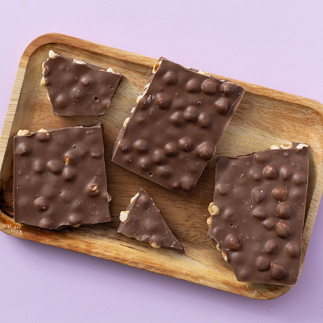 Chocolade hazelnoot breekplaat melk brokken