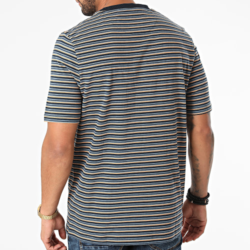 Tee Shirt Poche A Rayures TS1512V Bleu Marine Bleu Clair Beige