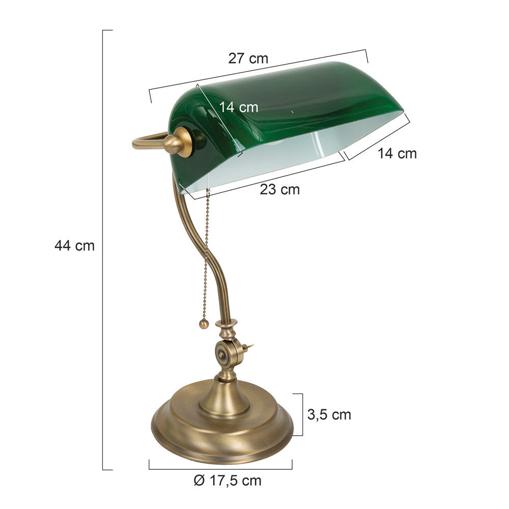 Mexlite Tafellamp Notaris Brons - Groen Fitting E27