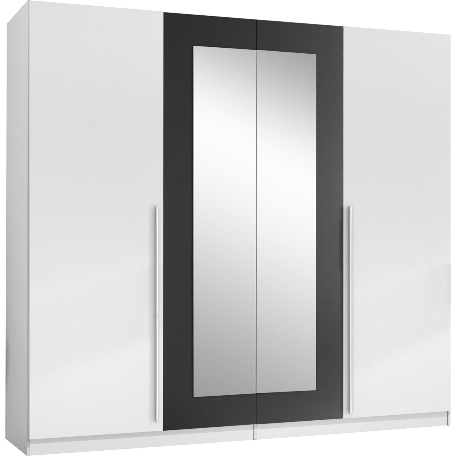 Drehtürenschrank Cano Melamin Dekor 228 x 213 x 62 cm, mit Spiegel weiss/graphit