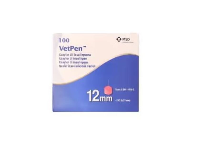 VetPen kanyle til insulinpenn dyr 12mm 100 stk