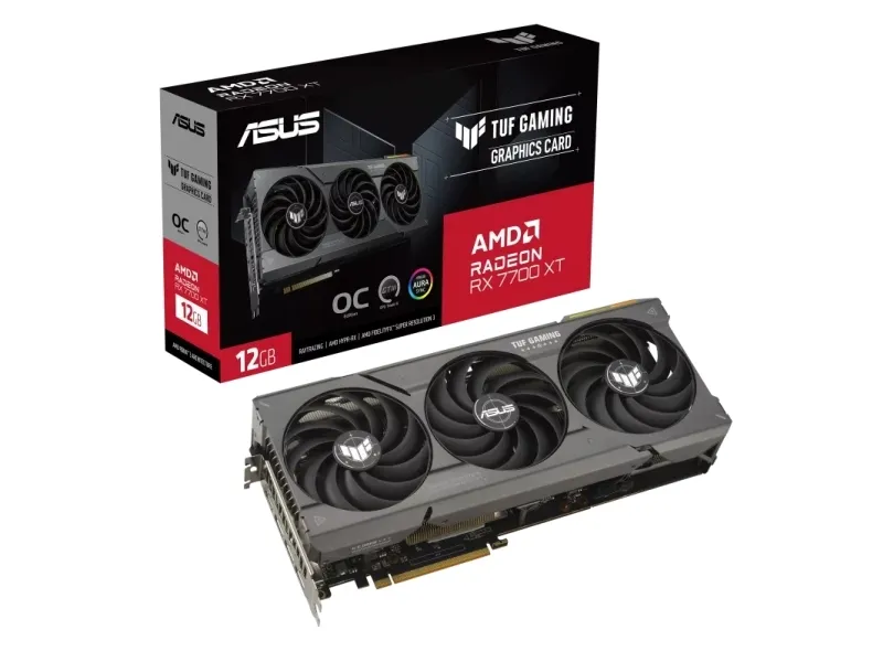 ASUS TUF Gaming Radeon RX 7700 XT 12GB - OC Edition - grafikkort - Radeon RX 7700 XT - 12 GB GDDR6 - PCIe 4.0 - HDMI, 3 x DisplayPort - boks