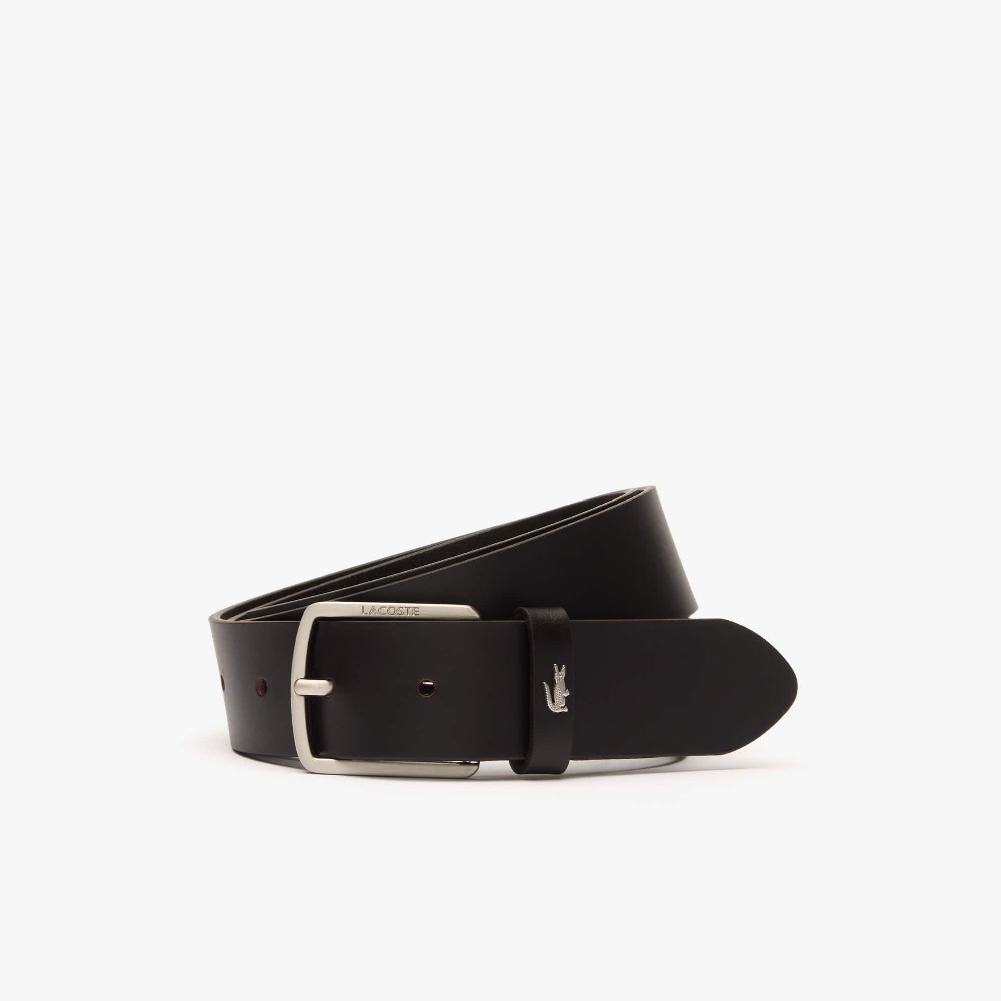 Ceinture en cuir lisse tannage végétal Ceintures - Bleu - Lacoste - Homme