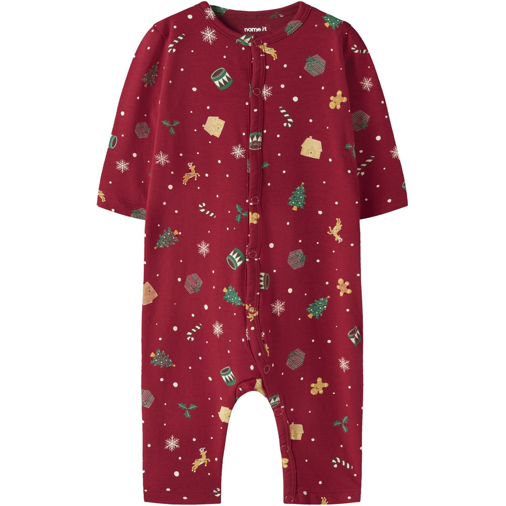 Køb Name It Jule Natdragt Jester Red Xmas AOP