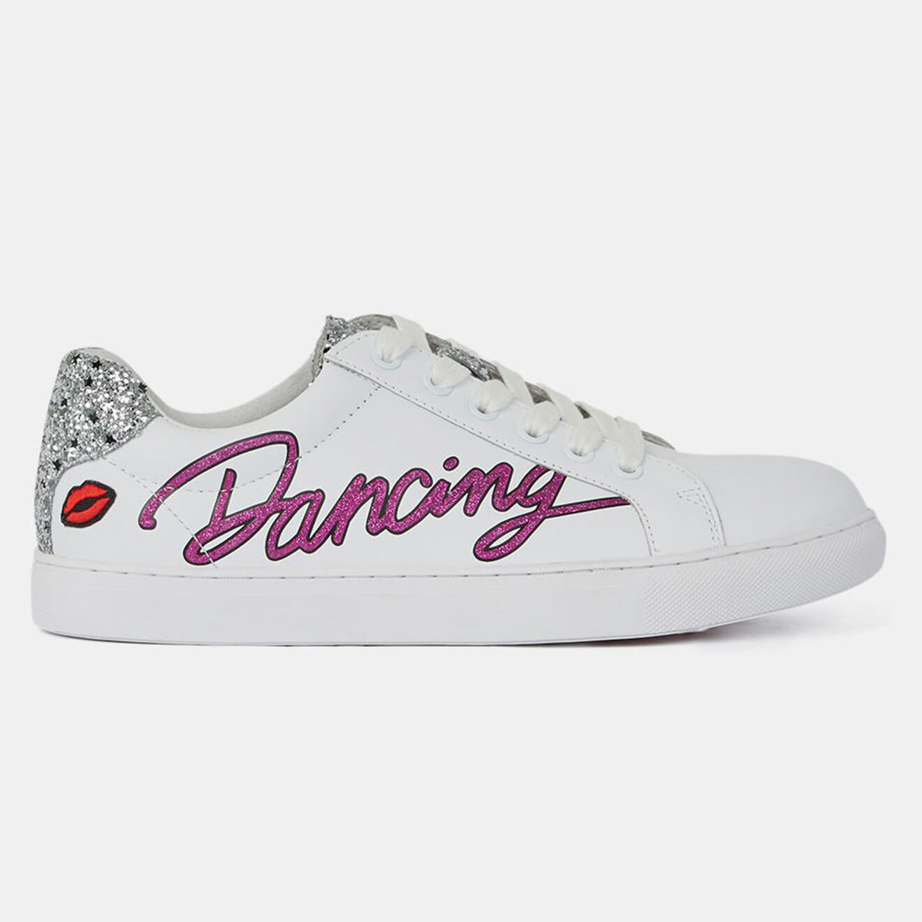 Bons Baisers de Paname Baskets en Cuir Simone blanc/argenté/rose