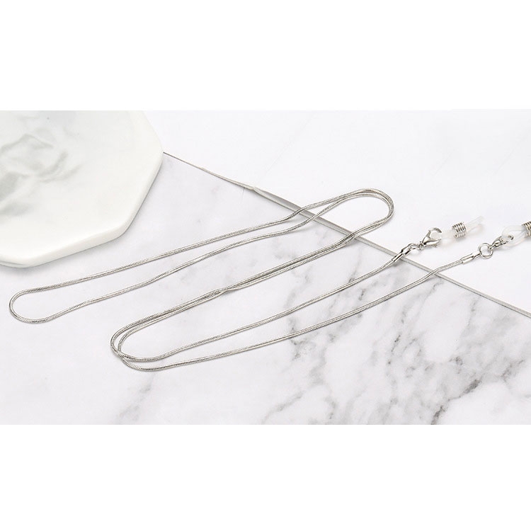 (80cm) Masken / Eyewear Halter Brillenkette Sonnenbrillenband Metall (Schlangenkette) - Silber
