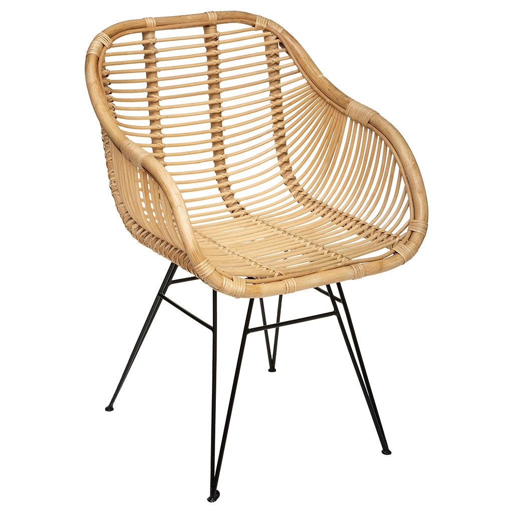 Fauteuil rotin et pieds métal KOETA - ATMOSPHERA