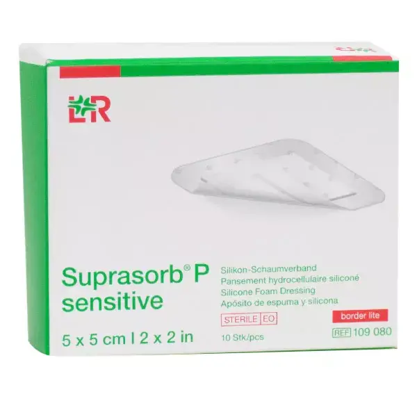 L&R Suprasorb P Sensitive Border Lite 5cm x 5cm 10 unidades