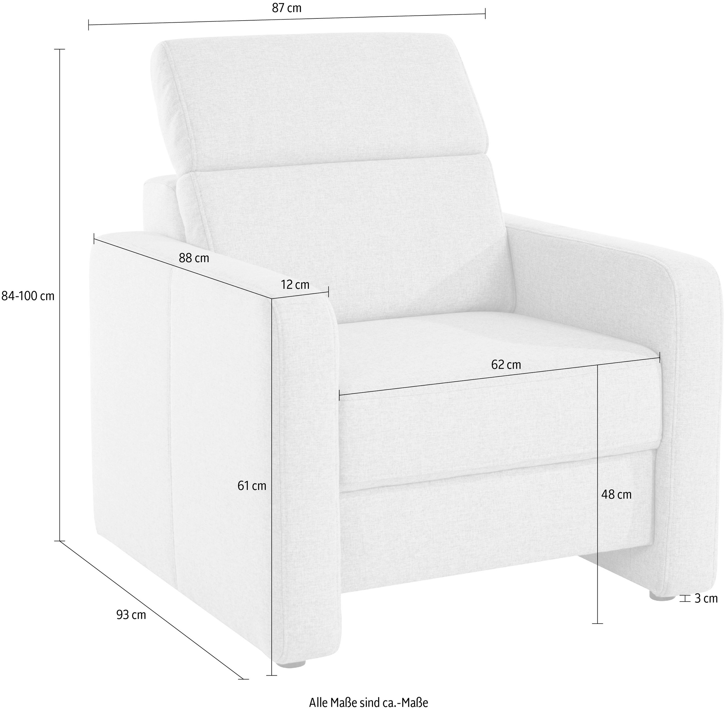 sit&more Sessel »Bologna« mit Federkern, inklusive Kopfteilverstellung