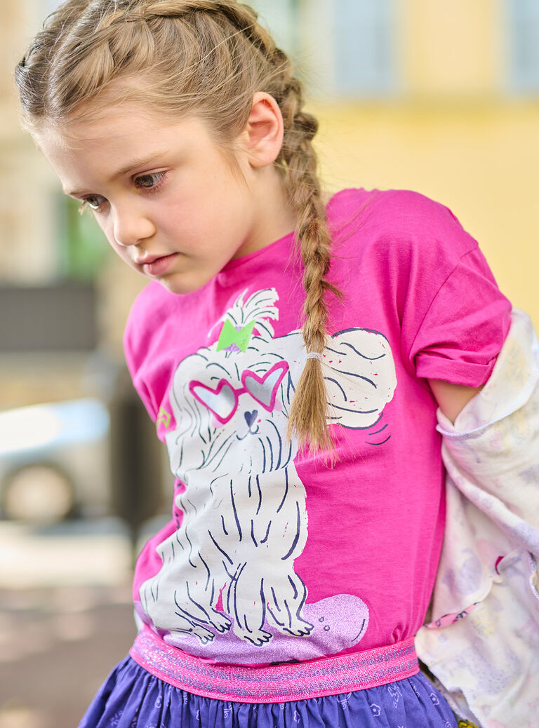 T-shirt fuschia à animation skate pour fille