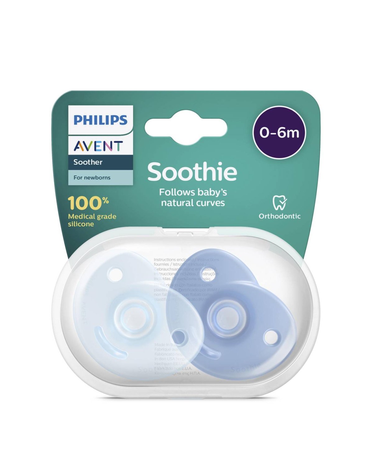 Smokk Soothie 2pk – Rund, Silikon | Nyfødt / Prematur, 0-6m