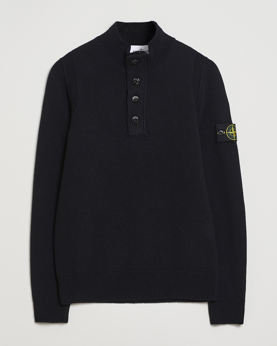 Stone Island Knitted Lambswool Half Button Zip Black