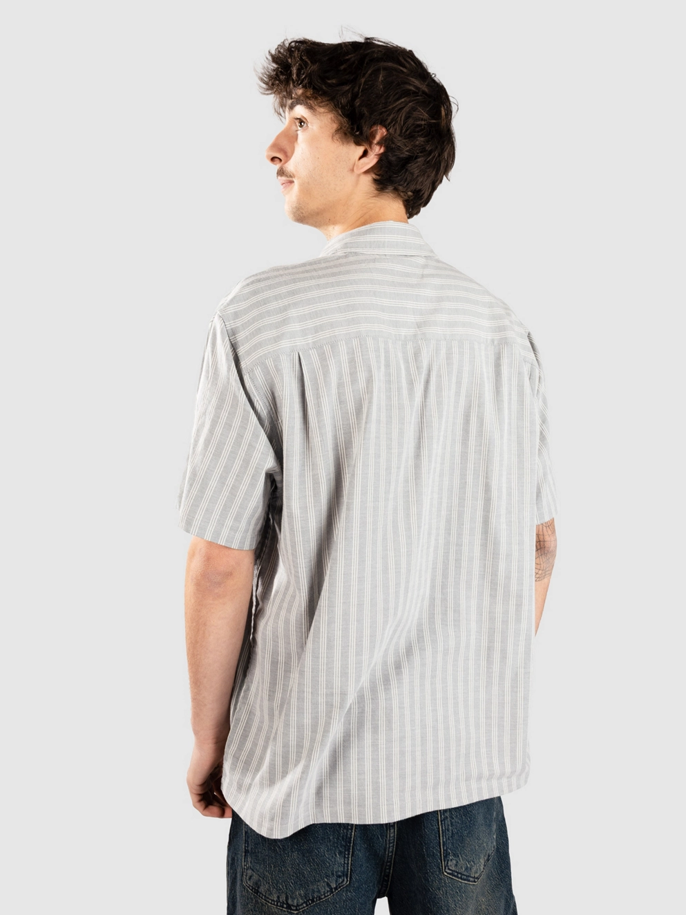 Brixton Cru Oxford Stripe Shirt basalt blue/whitecap strp