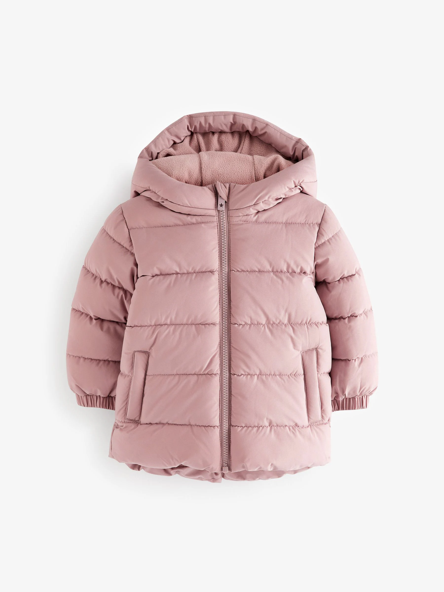 Roze - Regenbestendige gewatteerde jas met fleecevoering en capuchon (3mnd -7jr)