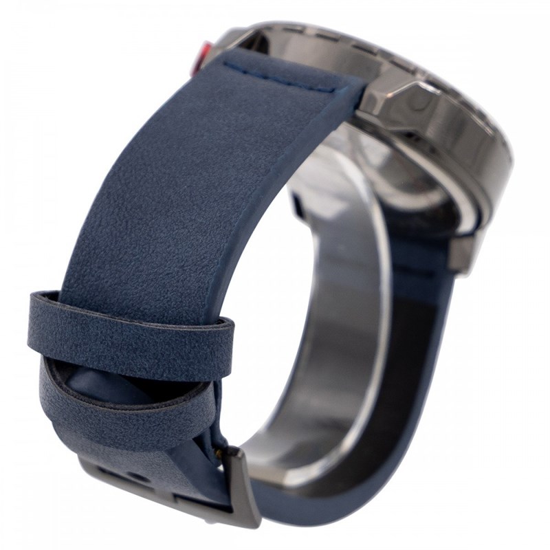 Coffret montre Homme M. JOHN bracelet Cuir Bleu