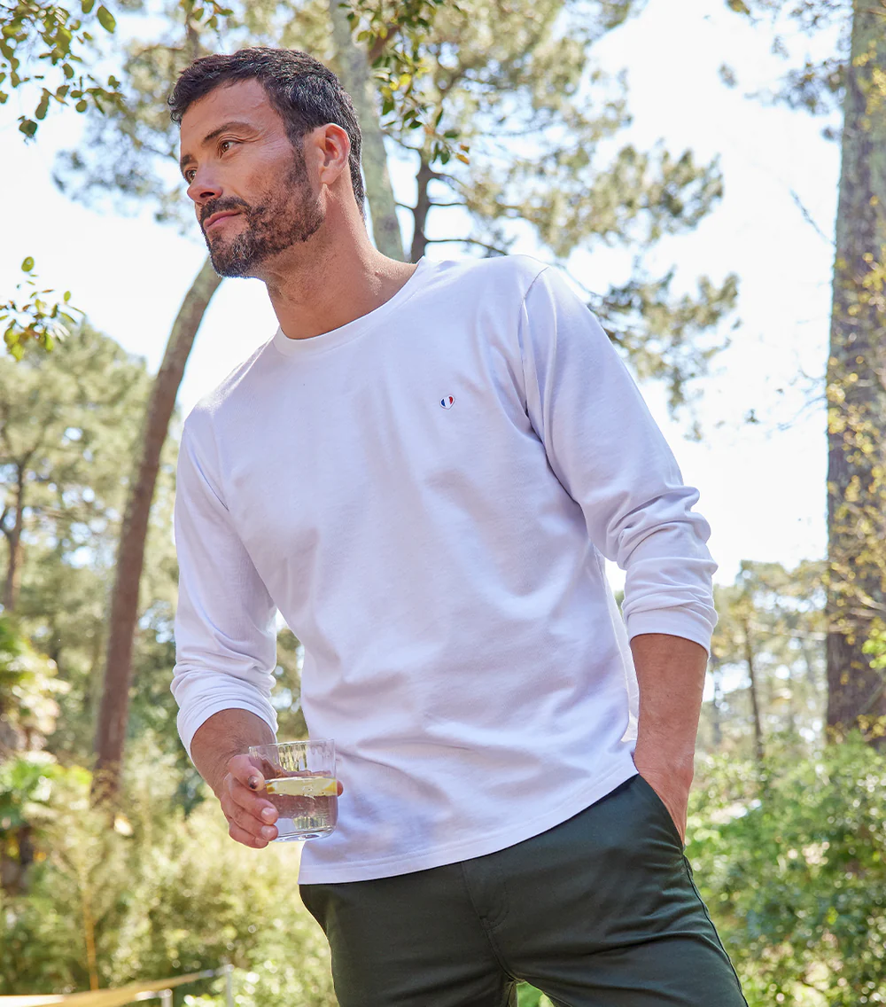 T-shirt Manches Longues Homme Blanc - Iconique