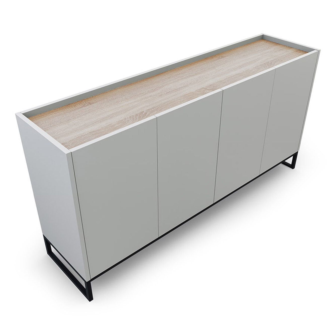 Windsor & Co Buffet Helene chêne naturel/gris clair - 160x40x80 cm
