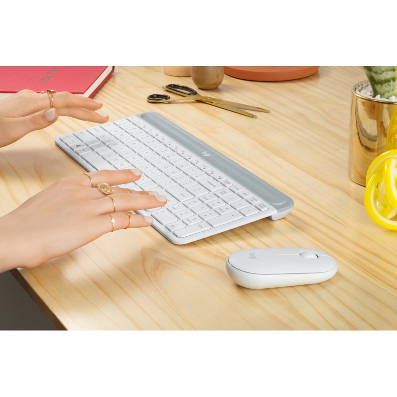 Ensemble clavier et souris sans fil ultra-fin MK470 blanc Logitech