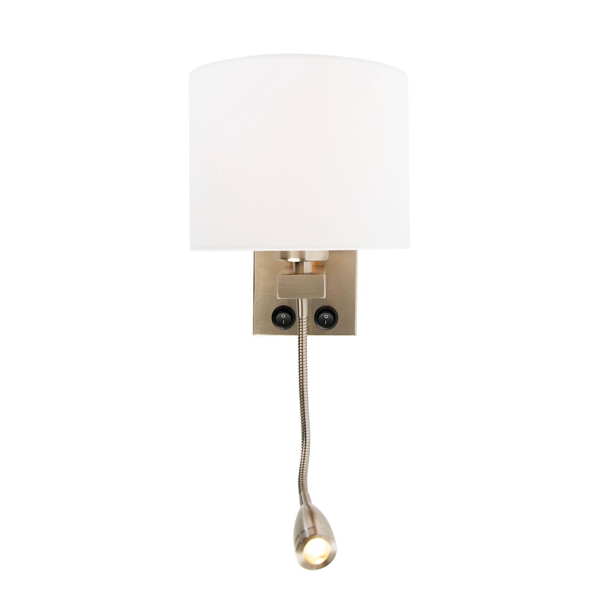 Wandlamp staal met flexarm en kap wit 18 cm - Brescia Combi